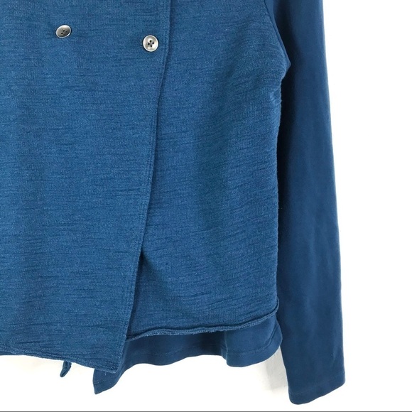 LUCY Blue Knit Double Breasted Sweater Jacket Military Style SIZE LARGE - Picture 6 of 15
